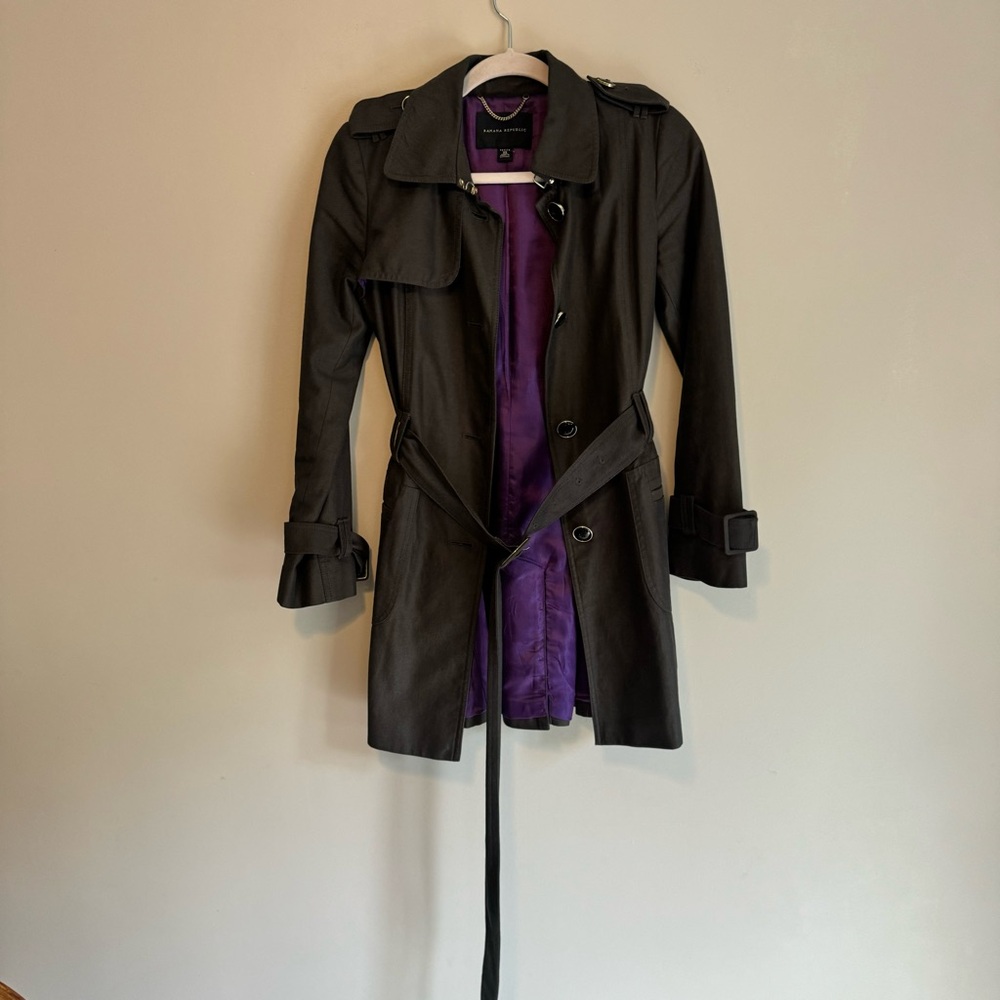Women’s Banana Republic Dark Grey Trench Coat Petite XS